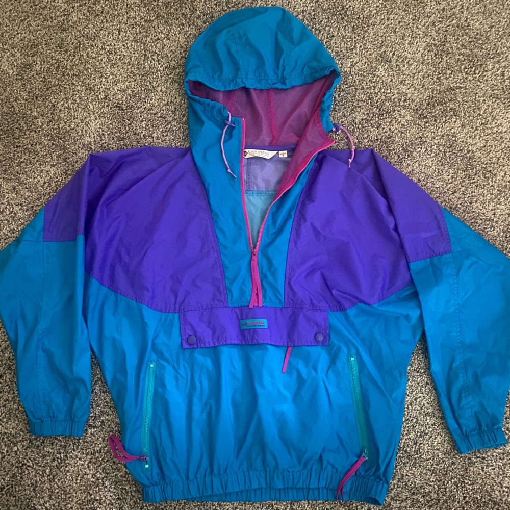 Vintage Columbia Lightweight Half-Zip Rain Jacket